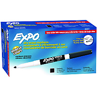 EXPO Low-Odor Dry-Erase Marker, Fine Bullet Tip, Black, Dozen (86001)