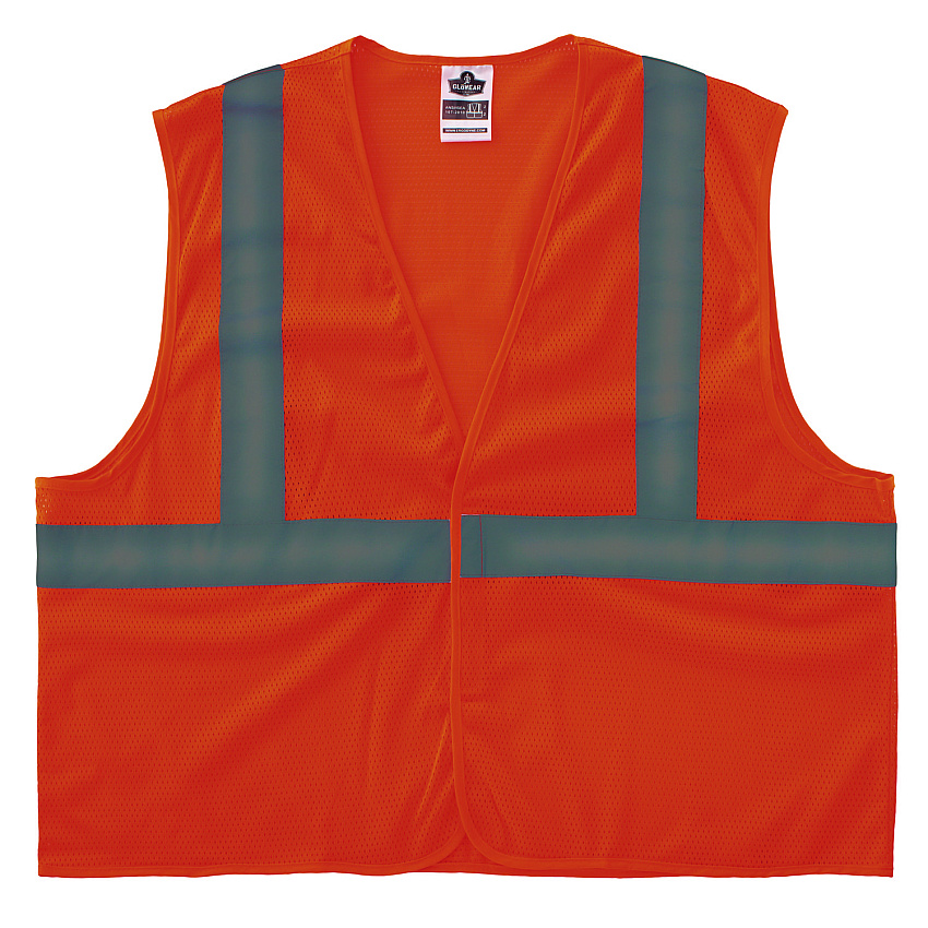 ergodyne GloWear 8205HL-ECO Class 2 Recycled Hi-Vis Vest, Mesh, Polyester, 2X-Large/3X-Large, Orange (21997)