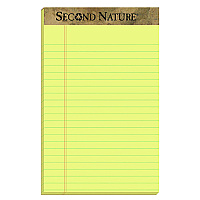 TOPS Second Nature Recycled Ruled Pads, Narrow Rule, 50 Canary-Yellow 5 x 8 Sheets, Dozen (74840)