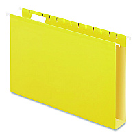 Pendaflex Extra Capacity Reinforced Hanging File Folders with Box Bottom, 2" Capacity, Legal Size, 1/5-Cut Tabs, Yellow, 25/Box (4153X2YEL)