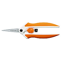 Fiskars Micro-Tip Easy Action Scissors, 6.1" Long, 1.75 Cut Length, Orange/White Handle (1069767)