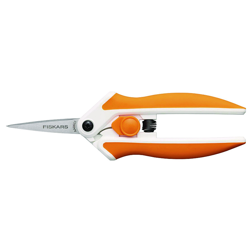Fiskars Micro-Tip Easy Action Scissors, 6.1" Long, 1.75 Cut Length, Orange/White Handle (1069767)