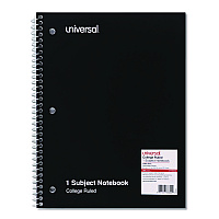 Universal Wirebound Notebook, 1-Subject, Medium/College Rule, Black Cover, (100) 11 x 8.5 Sheets (UNV66600)