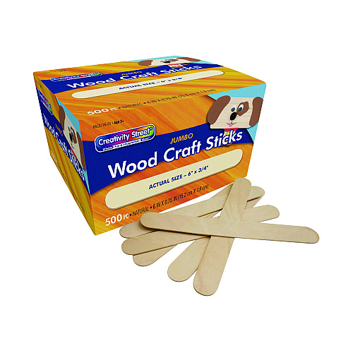 Creativity Street Natural Wood Craft Sticks, 6" x 0.75", Natural, 500/Box (377601)