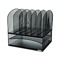 Safco Onyx Mesh Desk Organizer with Two Horizontal and Six Upright Sections, Letter Size Files, 13.25