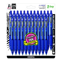 Zebra Z-Grip Ballpoint Pen, Retractable, Medium 1 mm, Blue Ink, Translucent Blue/Blue Barrel, 24/Pack (12225)