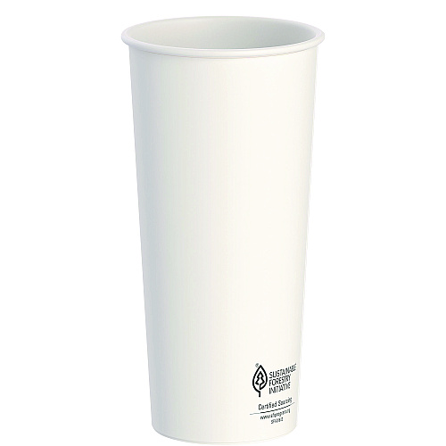 SOLO Thermoguard Insulated Paper Hot Cups, 24 oz, White Sustainable Forest Print, 600/Carton (DWTG24W)