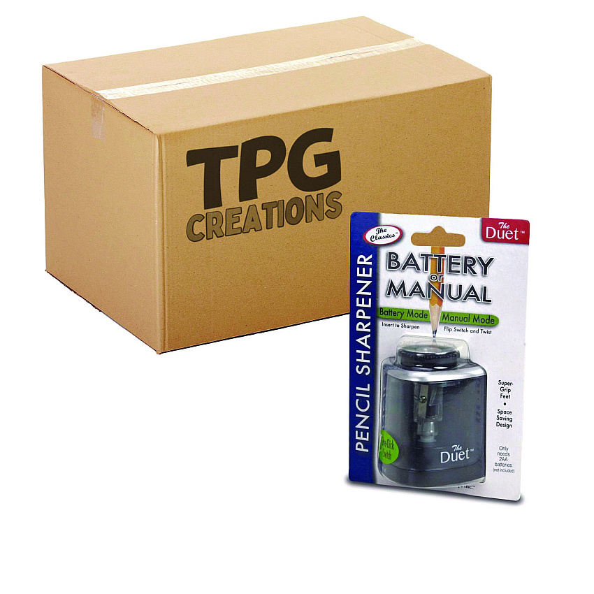 The Pencil Grip 2-in-1 Sharpener, Battery/Manual-Powered, 6.13 x 3, Black, 24/Carton (36424)