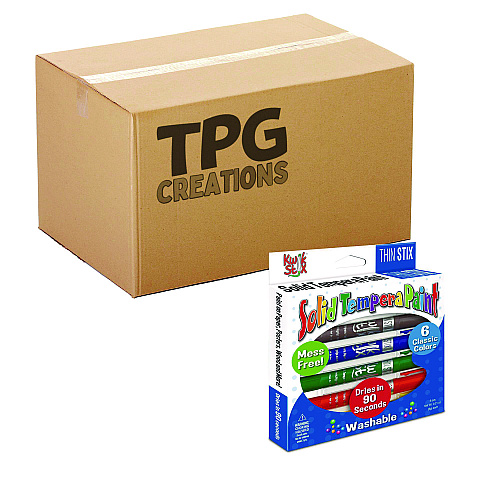 The Pencil Grip Thin Stix Tempera Paint Set, 6 Assorted Classic Colors, 6/Set, 24 Sets/Carton (60724)