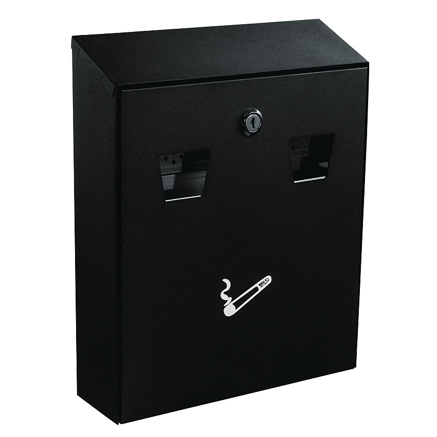 Alpine Wall-Mounted Safe Cigarette Disposal Station Outdoor Ashtray, Stainless Steel, Black (ALP49001BLK)