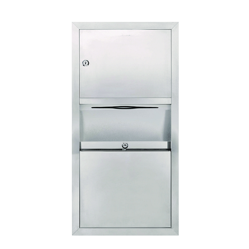 Alpine Stainless Steel Surface-Mounted Paper Towel Dispenser with Waste Receptacle, 28 x 4 x 14 (ALP494)