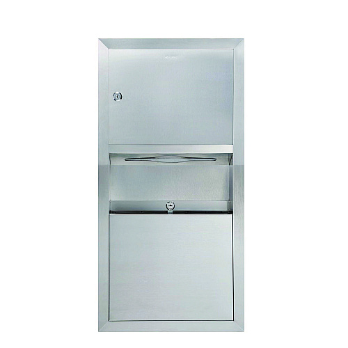 Alpine Recessed Commercial Paper Towel Dispenser with 2 Gal Waste Receptacle, 28 x 4.3 x 14, Stainless Steel (ALP495)