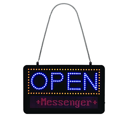 Alpine LED Programmable Message Board Open Sign, 22 x 13, Black Frame, Blue/Red Graphics (ALP49710)