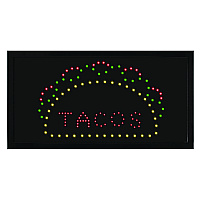 Alpine LED Rectangular TACO Sign, 19 x 10, Black Frame, Green/Red/Yellow Graphics (ALP49711)