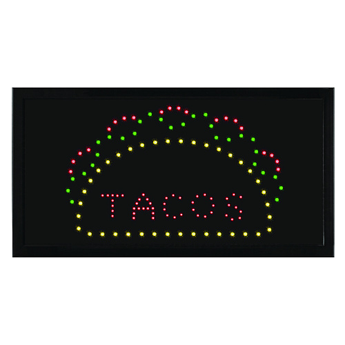 Alpine LED Rectangular TACO Sign, 19 x 10, Black Frame, Green/Red/Yellow Graphics (ALP49711)