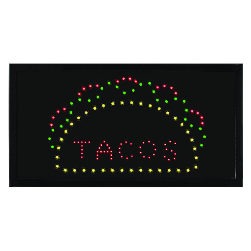 Alpine LED Rectangular TACO Sign, 19 x 10, Black Frame, Green/Red/Yellow Graphics (ALP49711)