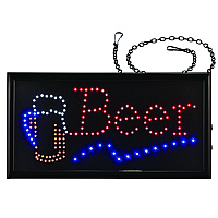 Alpine LED Rectangular Beer Sign, 19 x 10, Black Frame, Blue/Green/Orange/Red/White Graphics (ALP49714)