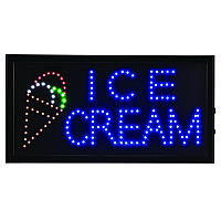 Alpine LED Rectangular Ice Cream Sign, 19 x 10, Black Frame, Blue/Green/Orange/Red/White Graphics (ALP49713)
