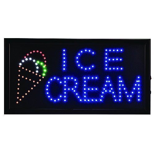 Alpine LED Rectangular Ice Cream Sign, 19 x 10, Black Frame, Blue/Green/Orange/Red/White Graphics (ALP49713)