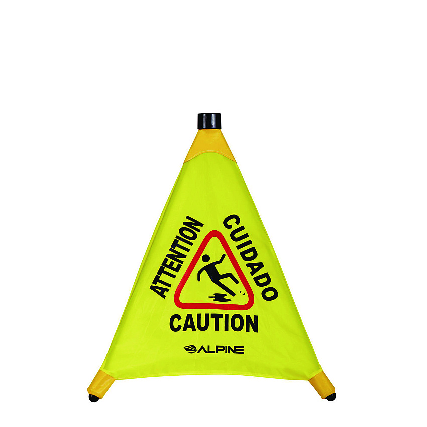 Alpine Tri-fold Multi-Lingual Pop-Up Wet Floor Sign, 2.95 x 2.55 x 20, Yellow (ALP49820)