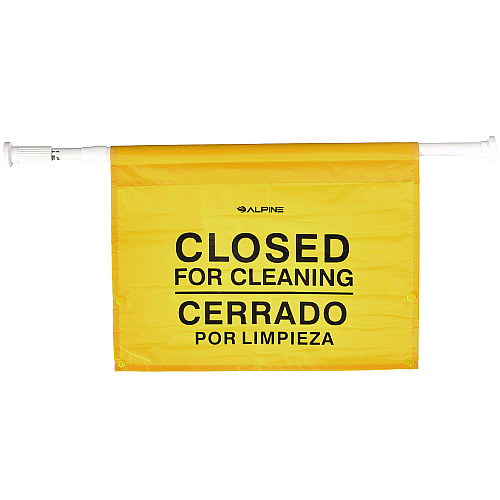 Alpine Safety Hanging Sign with Multi-Lingual Closed for Cleaning Imprint, 30.12 x 1.57 x 1.57, Yellow (ALP498HAN)