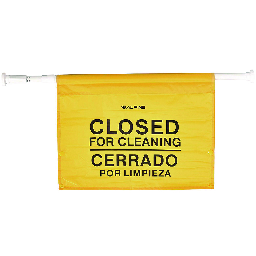 Alpine Safety Hanging Sign with Multi-Lingual Closed for Cleaning Imprint, 30.12 x 1.57 x 1.57, Yellow (ALP498HAN)