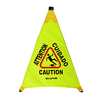 Alpine Tri-fold Multi-Lingual Pop-Up Wet Floor Sign, 2.95 x 2.55 x 30, Yellow (ALP49830)