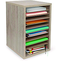 AdirOffice 11 Compartment Wood Mail Paper Sorter Literature Organizer, 11 Sections, Letter Size, 10.75 x 11.75 x 16.2, Medium Oak (I50011MEO)