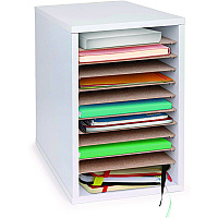 AdirOffice 11 Compartment Wood Mail Paper Sorter Literature Organizer, 11 Sections, Letter Size, 10.75 x 11.75 x 16.2, White (I50011WHI)