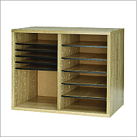 AdirOffice Wood Adjustable 12 Compartment Literature Organizer, 12 Sections, Letter Size, 20 x 11.8 x 16.3, Medium Oak (I50012MEO)