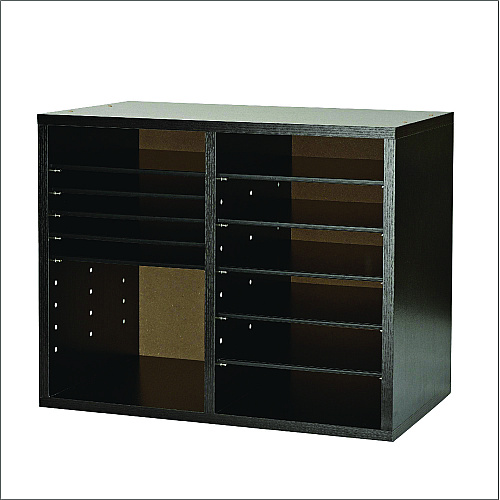 AdirOffice Wood Adjustable 12 Compartment Literature Organizer, 12 Sections, Letter Size, 20 x 11.8 x 16.3, Black (I50012BLK)
