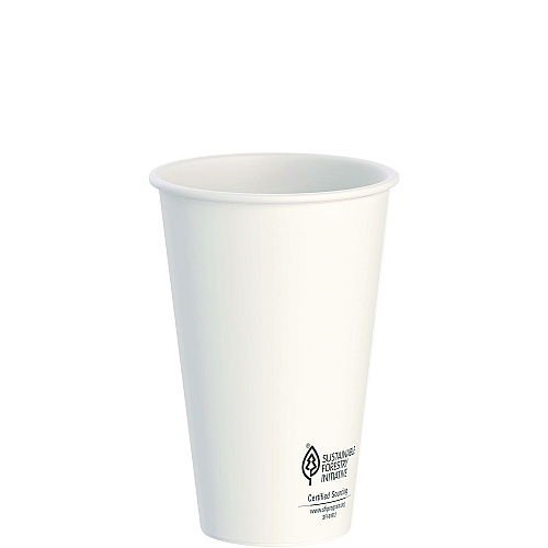 SOLO Thermoguard Insulated Paper Hot Cups, 16 oz, White Sustainable Forest Print, 600/Carton (DWTG16W)