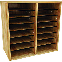 AdirOffice Wood Adjustable 16 Compartment Literature Organizer, 16 Sections, Letter Size, 20 x 11.8 x 21.4, Medium Oak (I50016MEO)