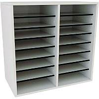 AdirOffice Wood Adjustable 16 Compartment Literature Organizer, 16 Sections, Letter Size, 20 x 11.8 x 21.4, White (I50016WHI)