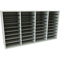 AdirOffice Wood Adjustable 36 Compartment Literature Organizer, 36 Sections, Letter Size, 39.3 x 11.8 x 23.9, White (I50036WHI)