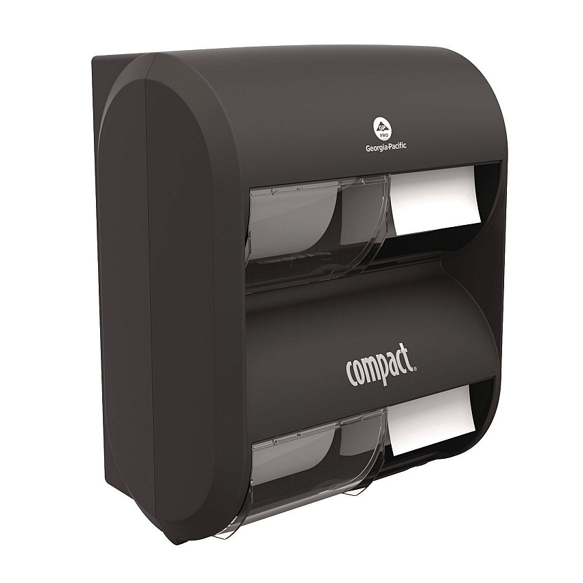 Georgia Pacific Professional Compact Quad Vertical Four Roll Coreless Tissue Dispenser, 12.31 x 14.81 x 7.86, Black (56744B)