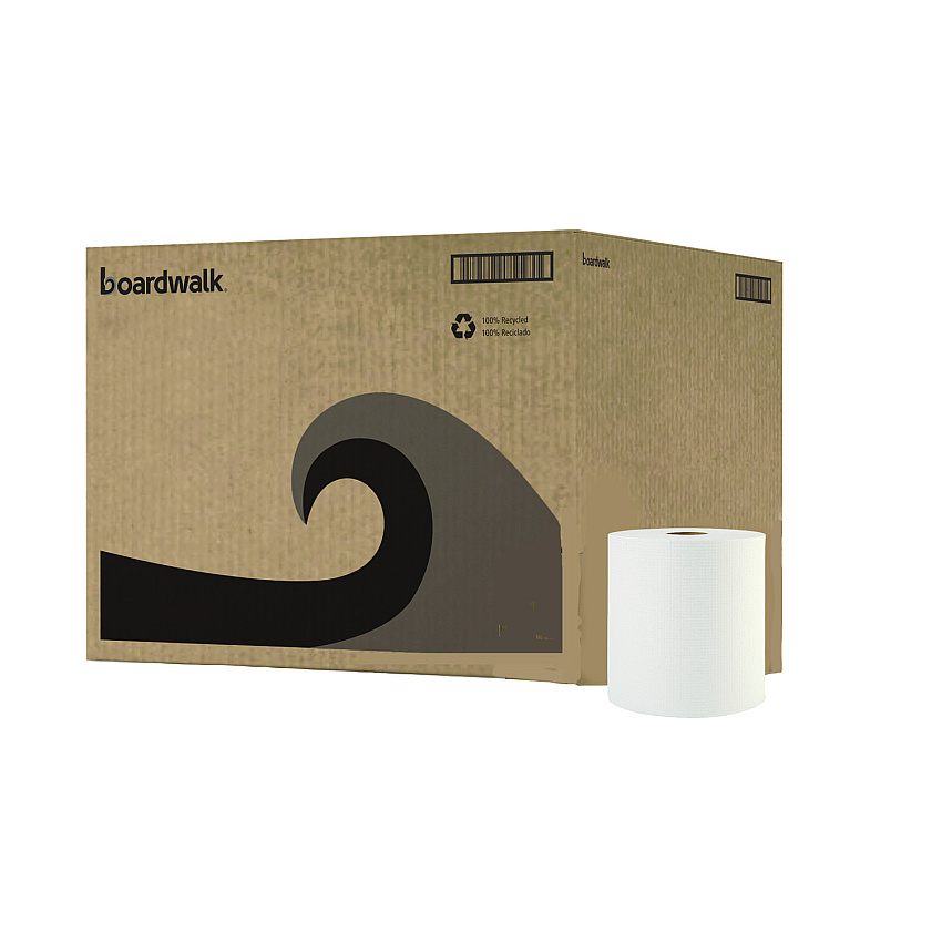 Boardwalk&reg; Hardwound Paper Hand Towels, White, 800-ft., 6 Rolls (BWK6254B)