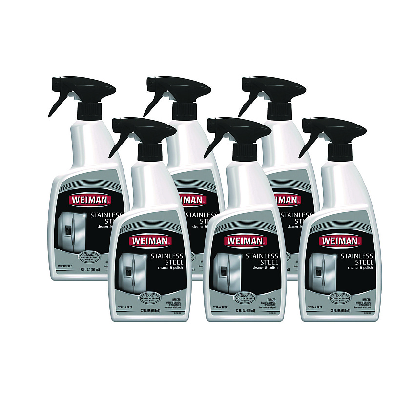 WEIMAN Stainless Steel Cleaner and Polish, Floral Scent, 22 oz Spray Bottle, 6/Carton (108)