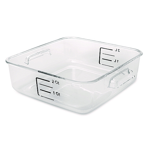 Rubbermaid Commercial SpaceSaver Square Containers, 2 qt, 8.8 x 8.75 x 2.7, Clear, Plastic (6302CLE)