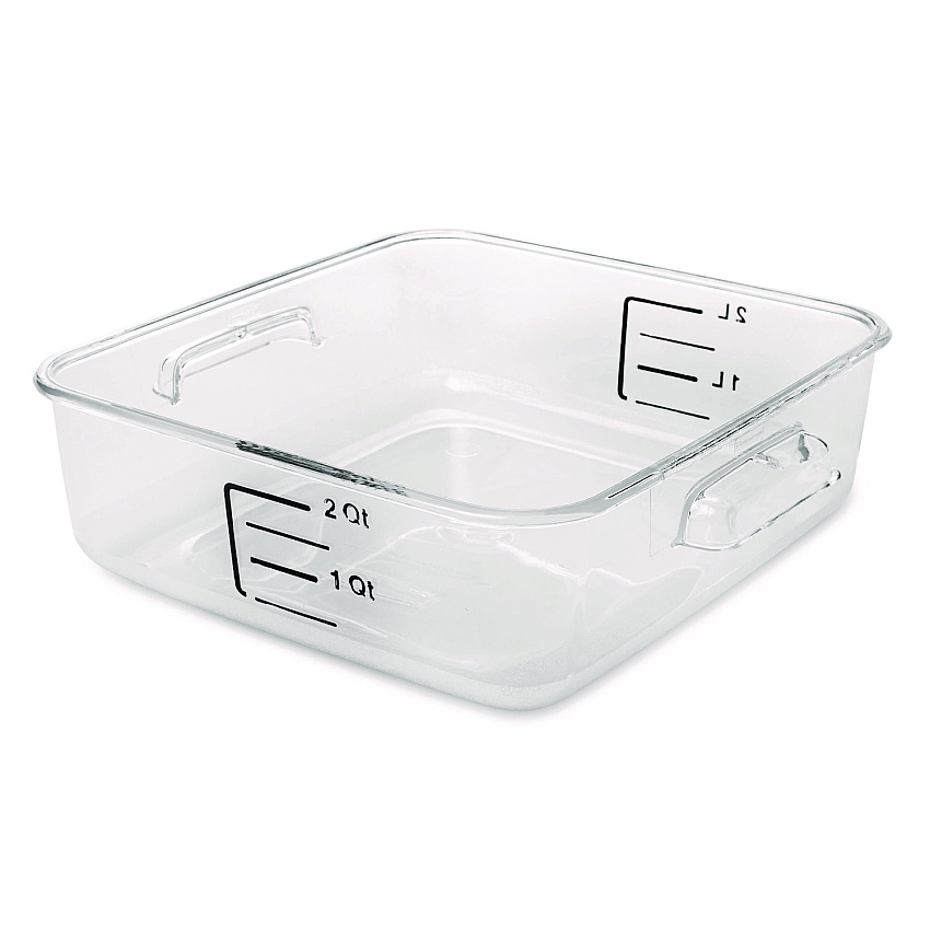 Rubbermaid Commercial SpaceSaver Square Containers, 2 qt, 8.8 x 8.75 x 2.7, Clear, Plastic (6302CLE)
