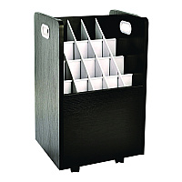 AdirOffice 20-Slot Mobile Rolling Wood Blueprint Storage Cabinet Roll File Large Document Organizer, 15.25 x 13.25 x 24.75, Black (I624BLK)