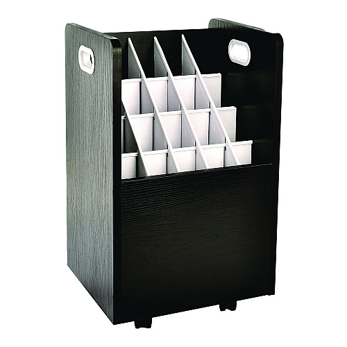 AdirOffice 20-Slot Mobile Rolling Wood Blueprint Storage Cabinet Roll File Large Document Organizer, 15.25 x 13.25 x 24.75, Black (I624BLK)