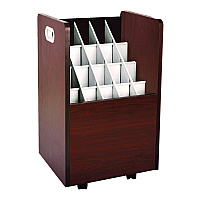 AdirOffice 20-Slot Mobile Rolling Wood Blueprint Storage Cabinet Roll File Large Document Organizer, 15.25 x 13.25 x 24.75, Mahogany (I624MA)