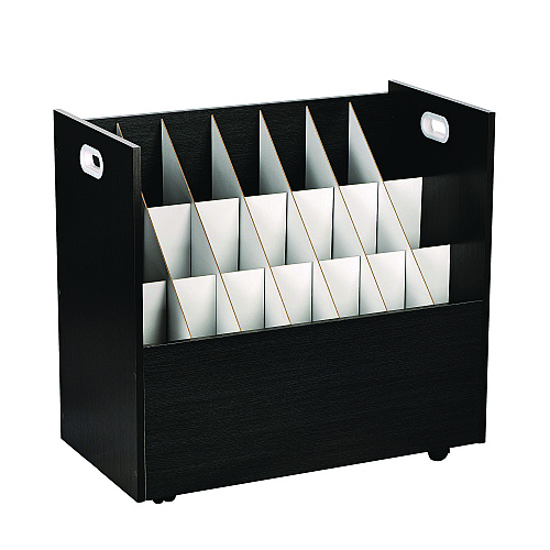 AdirOffice 21-Slot Mobile Rolling Wood Blueprint Storage Cabinet Roll File Large Document Organizer, 30 x 15.75 x 28.5, Black (I625BLK)