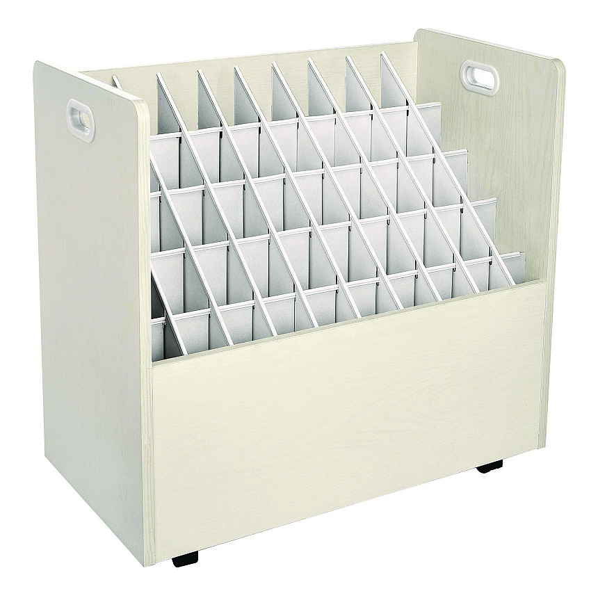 AdirOffice 50-Compartment Mobile Wood Blueprint Rolled File Storage Organizer, 50 Compartments, 30 x 15.75 x 28.5, White (I626WHI)