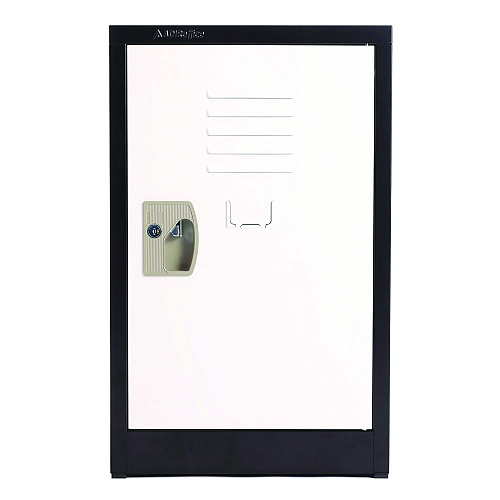 AdirOffice Steel Storage Locker, 1 Compartment, 15 x 15 x 24, Black Body/White Doors (I62902BW)