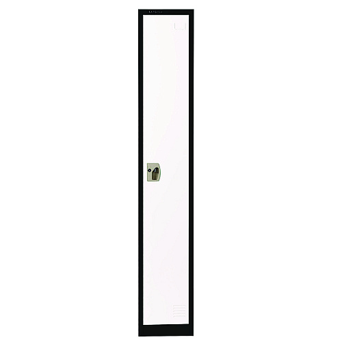 AdirOffice Steel Storage Locker, 1 Compartment, 12 x 12 x 72, Black Body/White Doors (I629201BW)