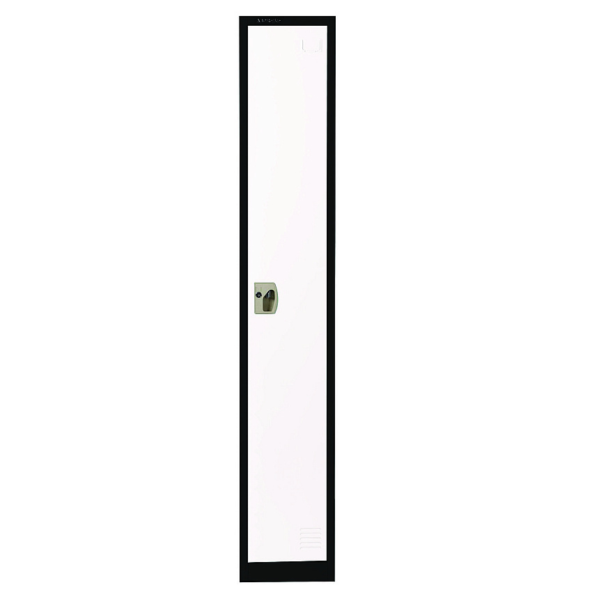 AdirOffice Steel Storage Locker, 1 Compartment, 12 x 12 x 72, Black Body/White Doors (I629201BW)
