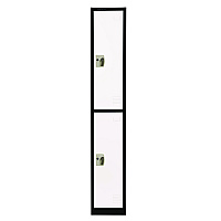 AdirOffice Steel Storage Locker, 2 Compartment, 12 x 12 x 72, Black Body/White Doors (I629202BW)