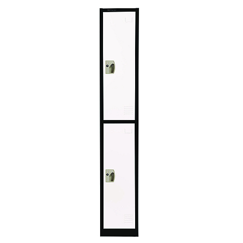 AdirOffice Steel Storage Locker, 2 Compartment, 12 x 12 x 72, Black Body/White Doors (I629202BW)
